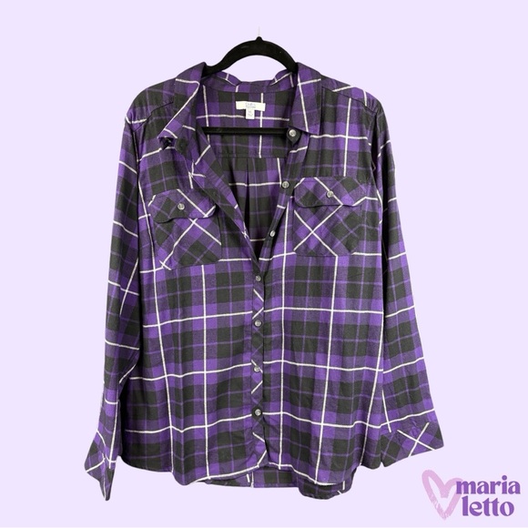NWOT Croft & Barrow Flannel, XXL 💜🖤 - Picture 1 of 4